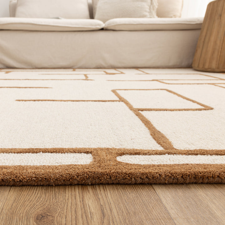 Les Nomades Lines Rust Wool Rug